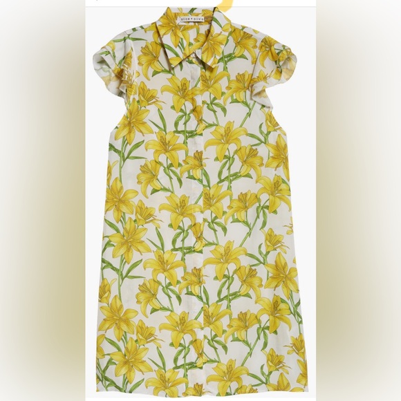 NWT Alice+Olivia Jem Floral Flutter Sleeve Mini Shirtdress Size S/P $375 - Picture 5 of 10